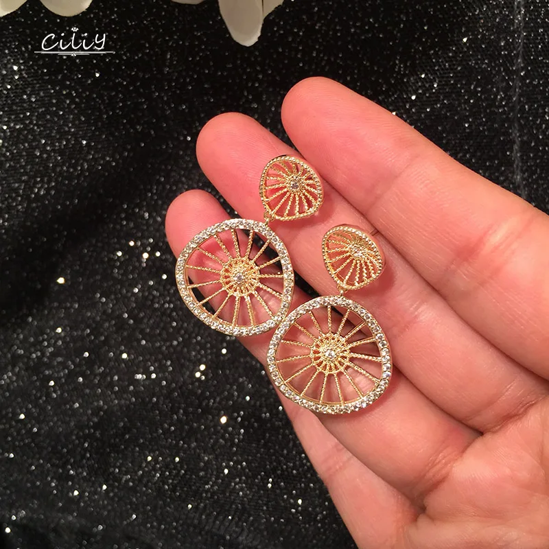 Ciliy 2019 новый дизайн лимонные серьги женские полые висячие из кубического