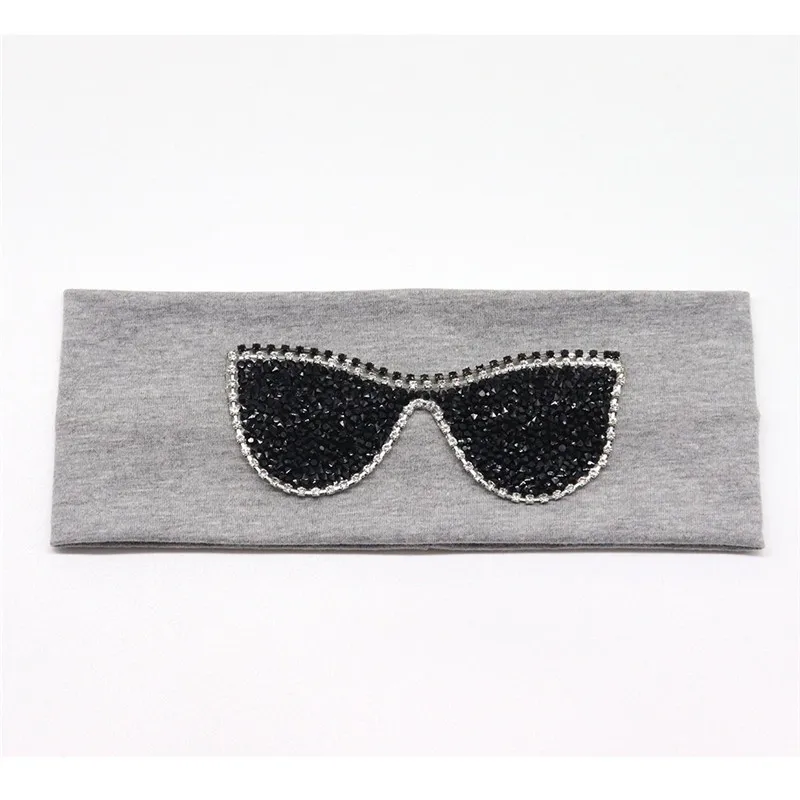 Light grey Black Женские солнцезащитные очки, повязки на голову, летняя мода, стразы, эластичная повязка на голову для девушек, леди, хлопок, твердая повязка, аксессуары для волос - Цвет: Light grey Black