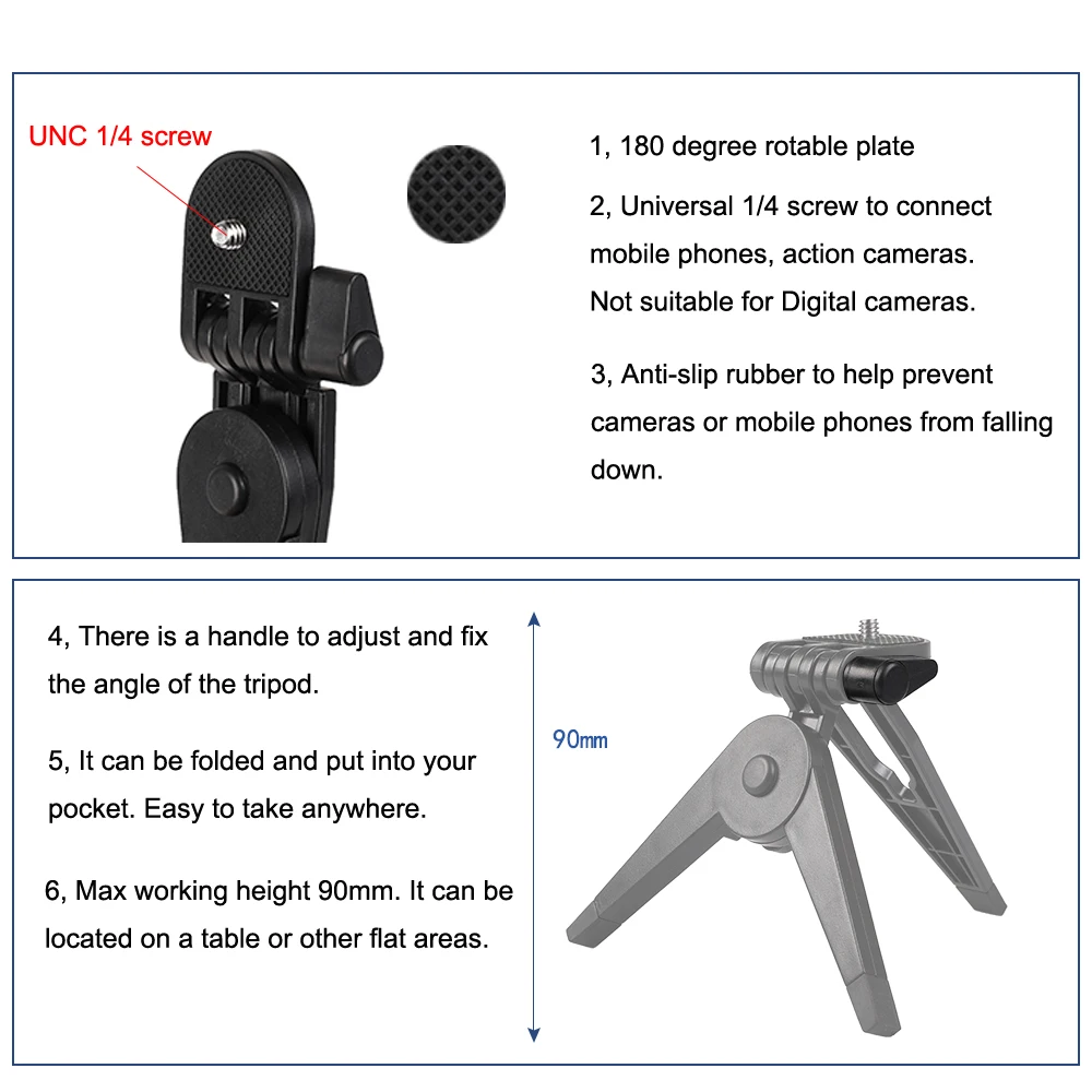 Kaliou Rotating Table Desk Mini Tripod for Smartphone iPhone Huaweixiaomi Samsung Monopod Gopro 7 6 5 4 3 2 1 Sjcam SJ4000 | Электроника