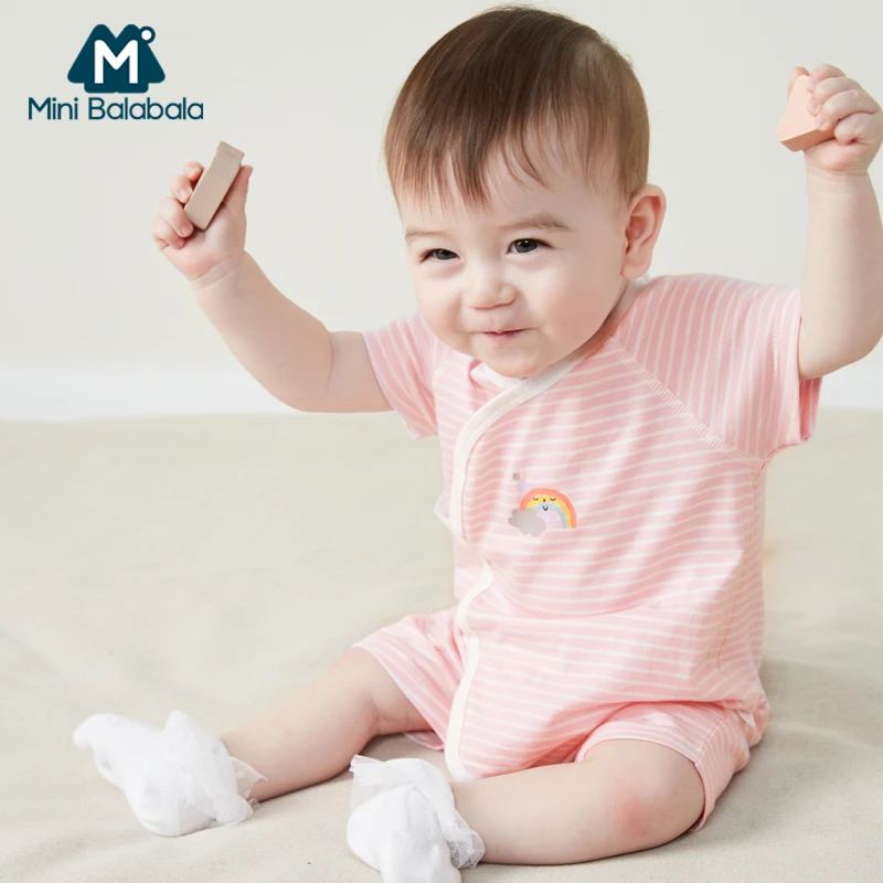 Летние комбинезоны Mini balabalaBaby хлопковые тонкие с короткими рукавами для