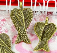 50pcs antique silver toneantique bronze cabinet cute double angel wing pendant charmfindingdiy accessory jewellery