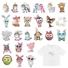 Термонаклейки для детей, с рисунком животных, термонаклейки, единорог, сова, медведь