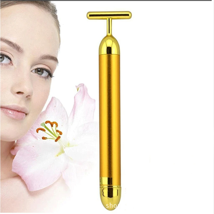 Профессиональный вибрирующий массажер для похудения лица 24k Gold Lift Bar уход за