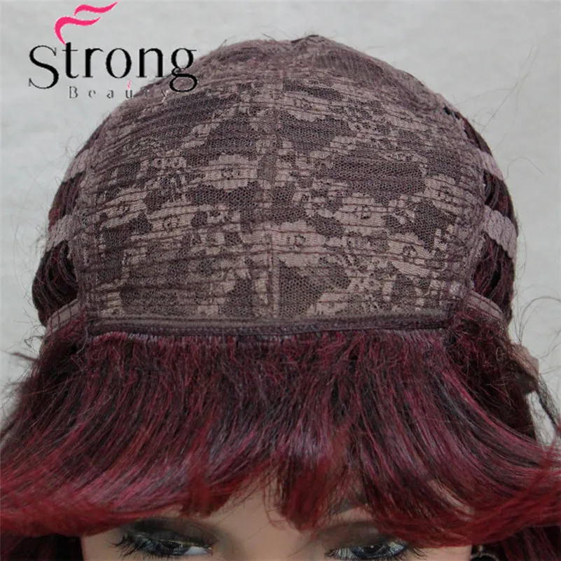 StrongBeauty Длинный Мягкий Лохматый слоистый цвет красного вина Омбре Классический колпачок полный синтетический парик женские парики