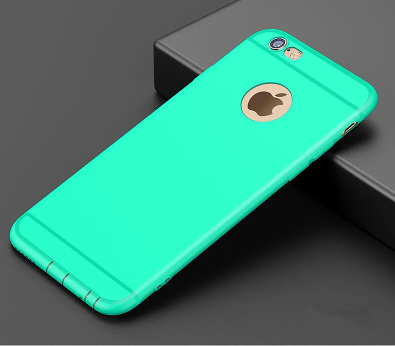 Роскошный Матовый Мягкий силиконовый чехол для iPhone 6, чехол s, 6s Plus, 5, 5S, 6, 6 s, 6 Plus, карамельные цвета, полный чехол для iPhone 7, 7 Plus, чехол Plu - Цвет: Mint Green