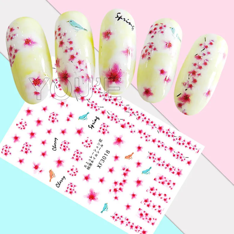 Цветочные наклейки для украшения ногтей творчества 3D дизайна аксессуары
