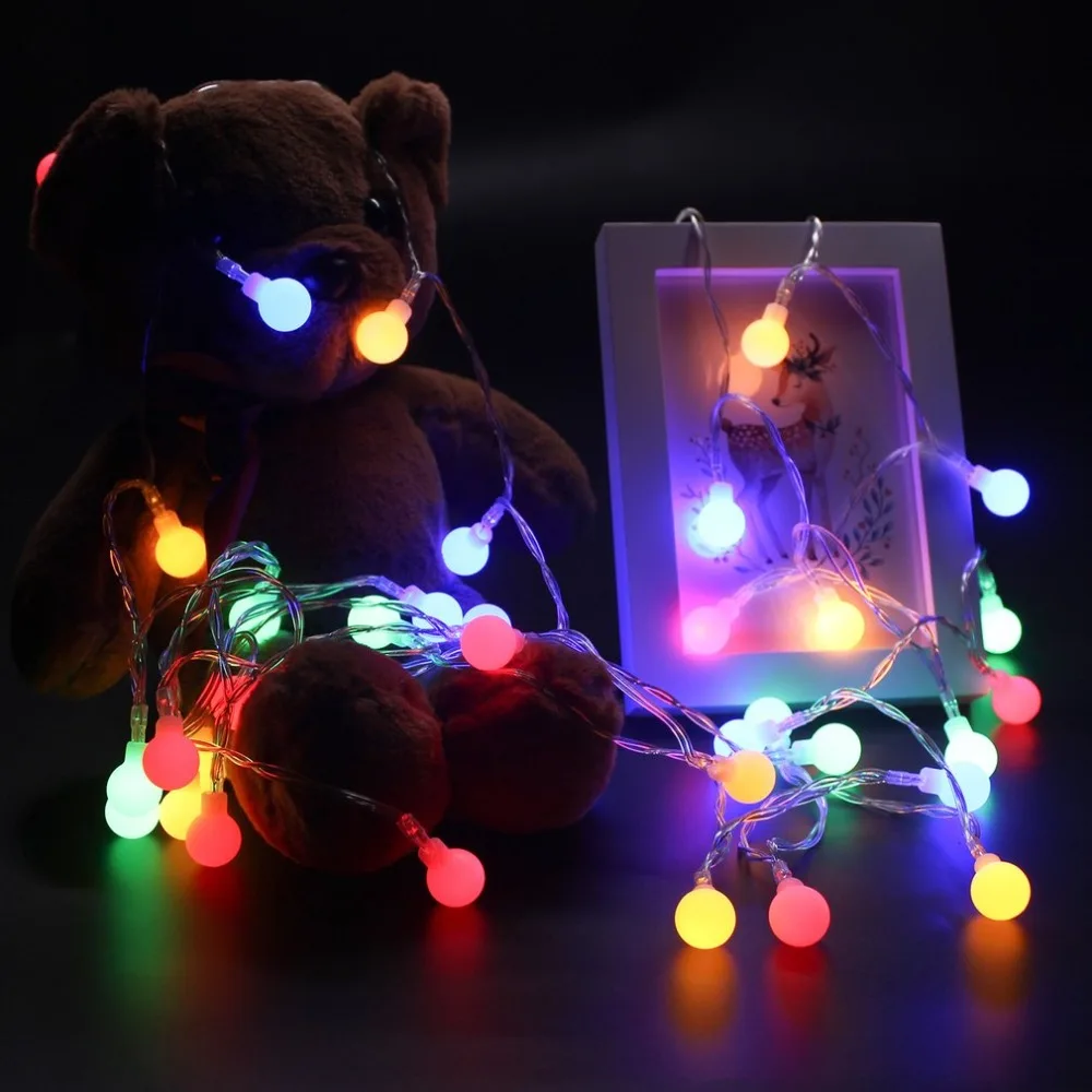 4m 40LED String Lights Bubble Ball Shape Festival Wedding Party Decor Lighting Strings Waterproof 3 Modes 3Colors Battery Power | Освещение