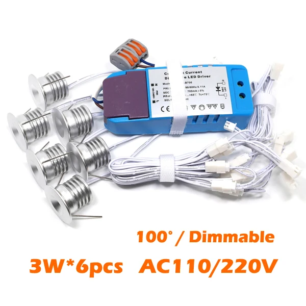 3 Вт * 6 шт./Набор мини затемняемый Светодиодный точечный светильник Ландшафтный