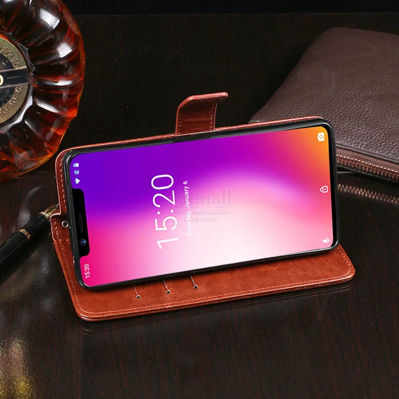 Роскошный винтажный флип чехол из искусственной кожи в деловом стиле для Umidigi One