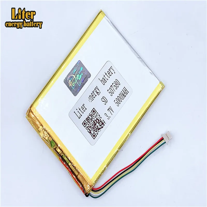 1 0 мм 5pin разъем 507580 5000mah 3 7 V перезаряжаемая зарядка литий-полимерная батарея для