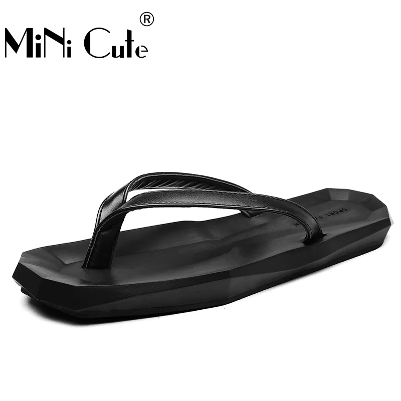 2017 Уникальные Моды Вьетнамки Мужские Кожаные Сандалии Легкие Пляжные Тапочки