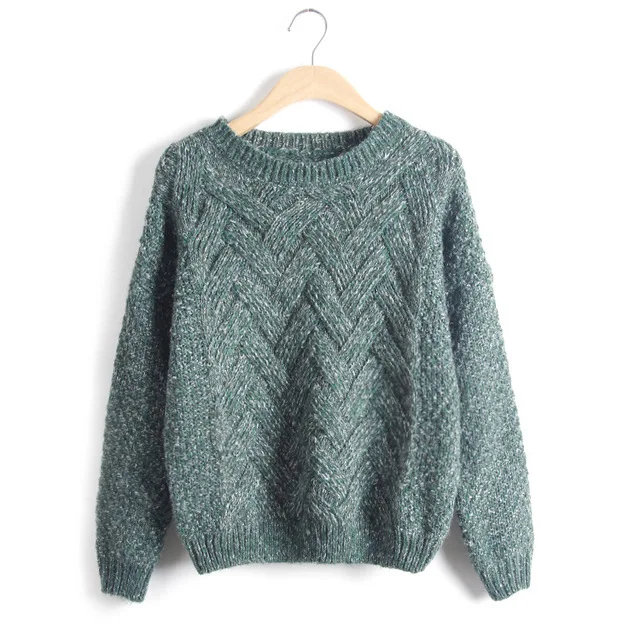 2019 повседневные женские осенне-зимние теплые пуловеры свитер с круглым вырезом и