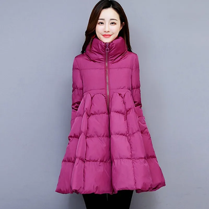 Purple plum UHYTGF, высокая талия, средняя длина, зимняя хлопковая куртка Parker, женская мода, плащ, свободный пуховик, Повседневная теплая верхняя одежда 1088 - Цвет: Purple plum