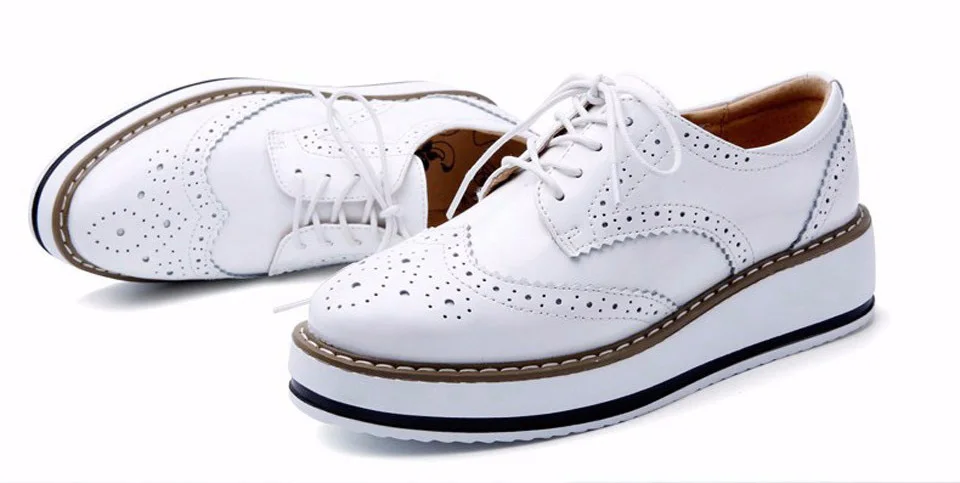 Spring Creeper Women Shoes Patent Leather Platform Shoes Women Flats Fashion Loafers Women Brogues Shoes Oxford Footwear