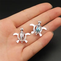 10pcs silver turtle pearl cage necklace pendant aroma oil diffuser adds your own pearl stone makes it more attractive