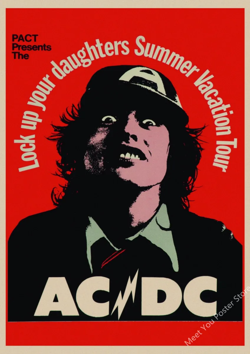 Плакат ACDC австралийская рок-группа ACDC Malcolm Angus ретро крафт-бумага плакат настенный стикер Гостиная Бар домашний паб кафе Декор A1