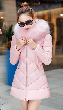 pink Корейская зимняя Последняя мода, женское теплое пальто, толстая хлопковая куртка-пуховик с капюшоном и меховым воротником, большие размеры для студентов G0560 - Цвет: pink