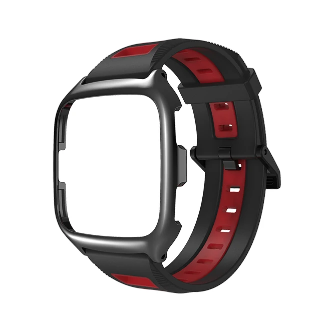 Mijobs силиконовый браслет защитный чехол для Fitbit Versa Lite умные наручные часы ремешок для Fitbit Versa Ремешок Браслет - Цвет: black red