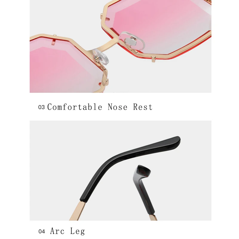 New Trend Polygon Rimless Sunglasses Women Fashion Oversized Square Mirror Eyewear Sun Glasses Female Lunette De Soleil Femme | Аксессуары