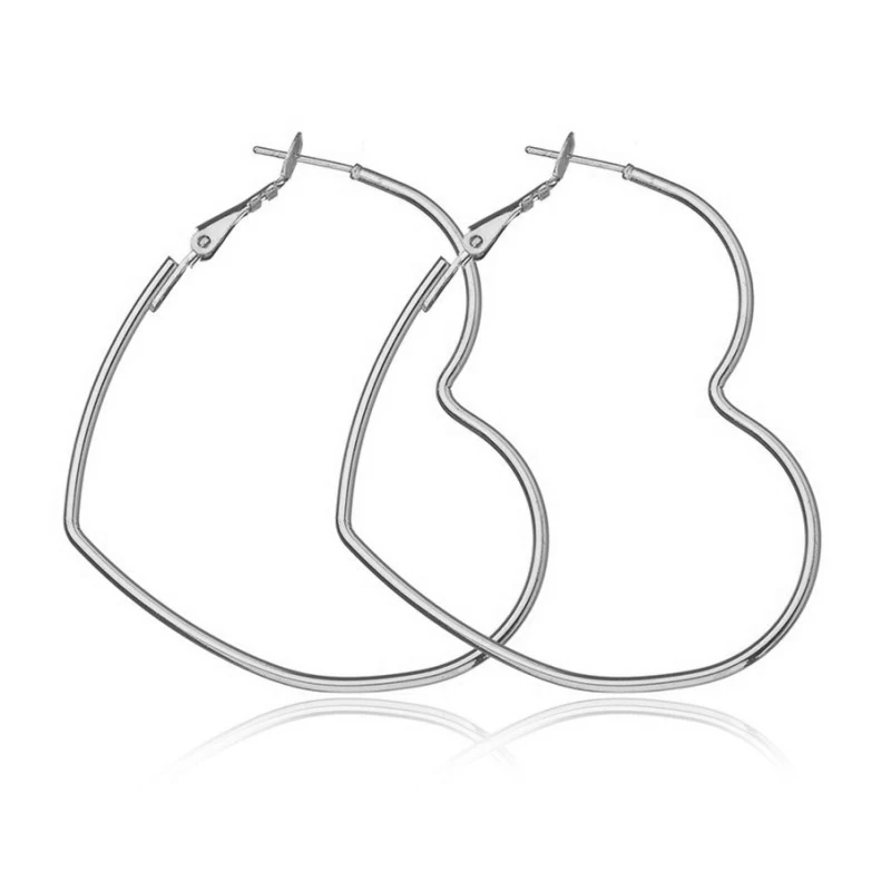 2019 New Cute Hollow Big Heart Hoop Earrings For Women Gold Silver Color Copper Simple LOVE Trendy Romantic Jewelry for Gifts | Украшения и