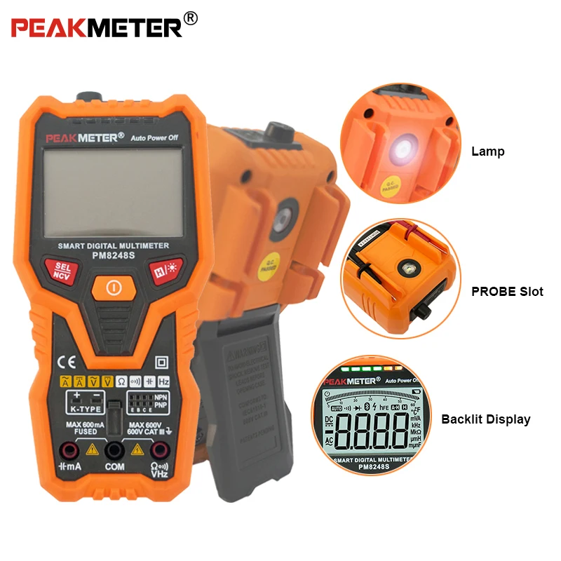 Peakmeter PM8248S умный автоматический профессиональный мультиметр Вольтметр с