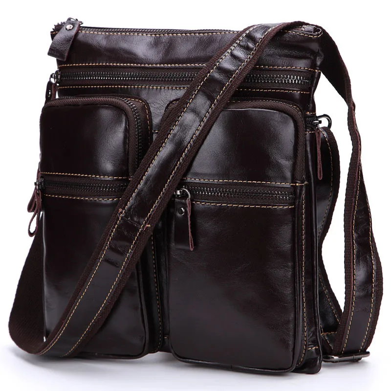 

J.Quinn New Men's Shoulder Bag Leather Multi-pocket Vertical Messenger Bag Men's First Layer of Leather Leisure Postman