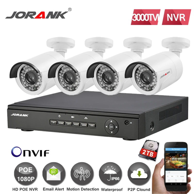 Камера видеонаблюдения JORANK Full HD 4 канала МП/5 МП 1080P POE NVR шт. 0 2 МП|surveillance video|surveillance