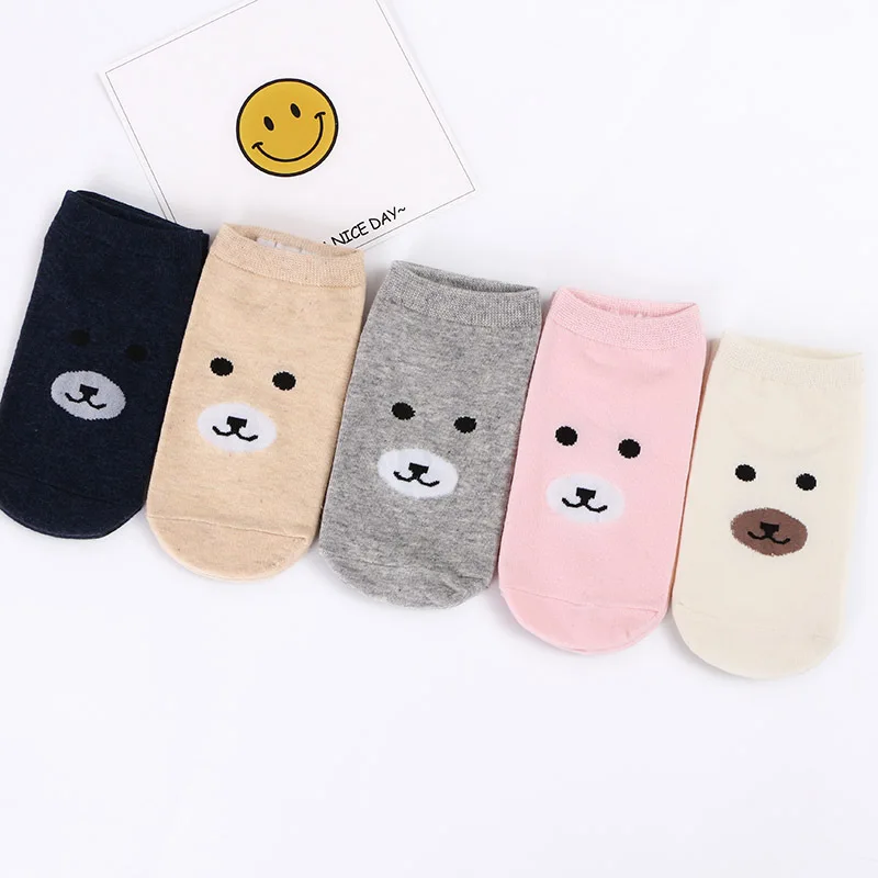 Невидимые короткие женские носки Little bear Летние удобные хлопковые лодочки для