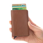 Новый высококачественный кошелек, мужской кошелек, мини-кошелек, Мужской винтажный Автоматический алюминиевый кошелек с держателем для карт и Rfid, маленький умный кошелек