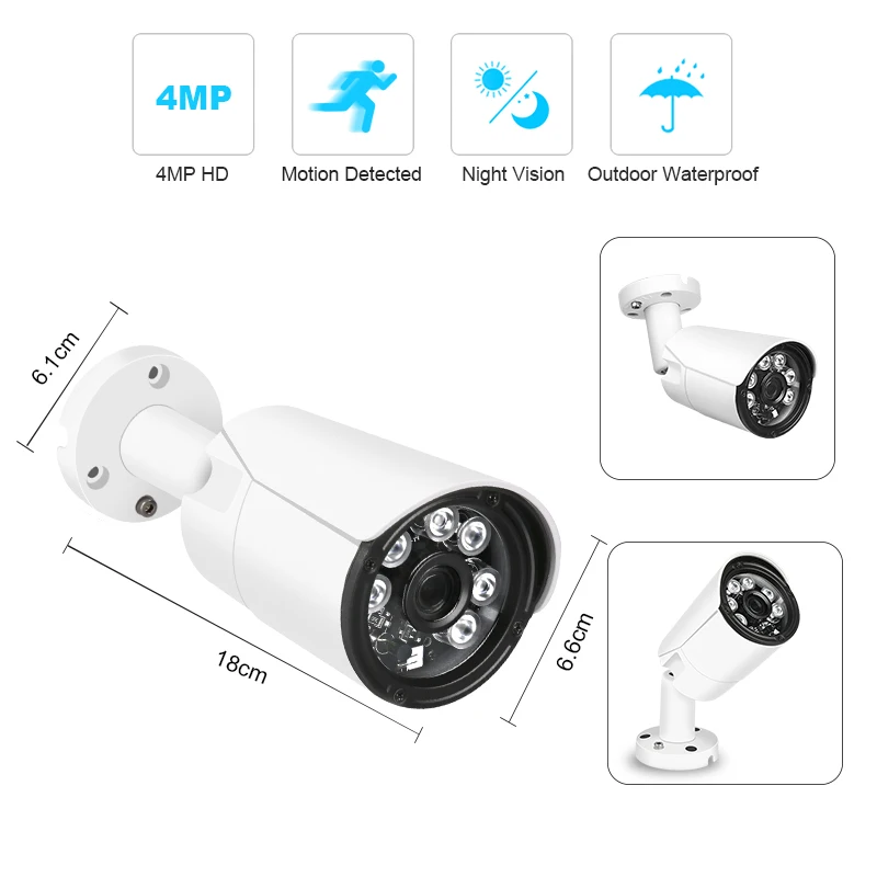 Techage 4CH 4MP AHD DVR комплект системы видеонаблюдения водостойкая наружная камера ИК
