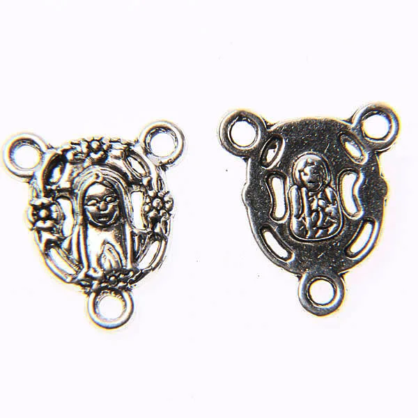 

Tibetan silver plated Madonna 3 holes connectors 24pcs EF3552