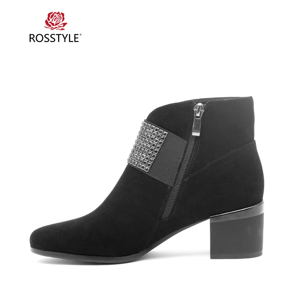 Женские ботильоны на высоком каблуке ROSSTYLE зимние ботинки с коротким плюшем обувь