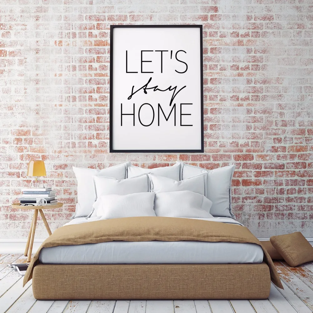 

Let's Stay Home Wall Art Nordic Modern Minimalist Decor Scandinavian Canvas Wall Painting Black Home Wall Decor Canvas