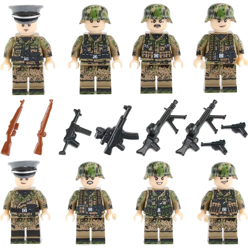 Weltkrieg 2 camouflage German Army Soldiers officers Figures Building Blocks weapons Accessories Military building blocks toys