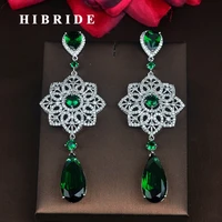 hibride luxury flower design water drop cubic zircon earring for women brincos jewelry wedding pendientes mujer moda e 828