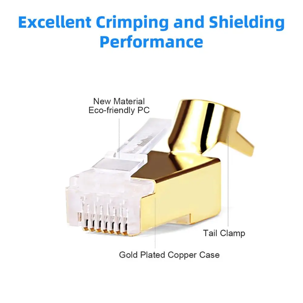 AMPCOM Cat7 разъем позолоченный экранированный RJ45 для Ethernet кабель 8P8C 50u