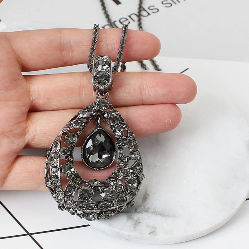 C New Arrival Women Trendy Retro Necklace Solid Color Girl Boho Crystal Pendant Shining Jewelry Accessories Hot Sales Neck Chain | Украшения