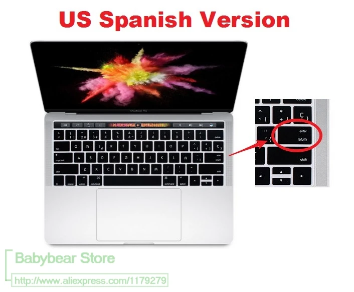 Защитная пленка для клавиатуры с испанской и американской раскладкой Macbook Pro 13 15