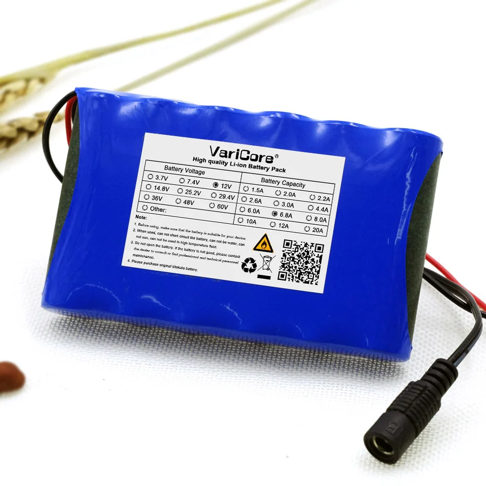 VariCore 12В 6.8Ah 6800mA 18650 батарея + PCB литиевая Защитная плата бесплатная