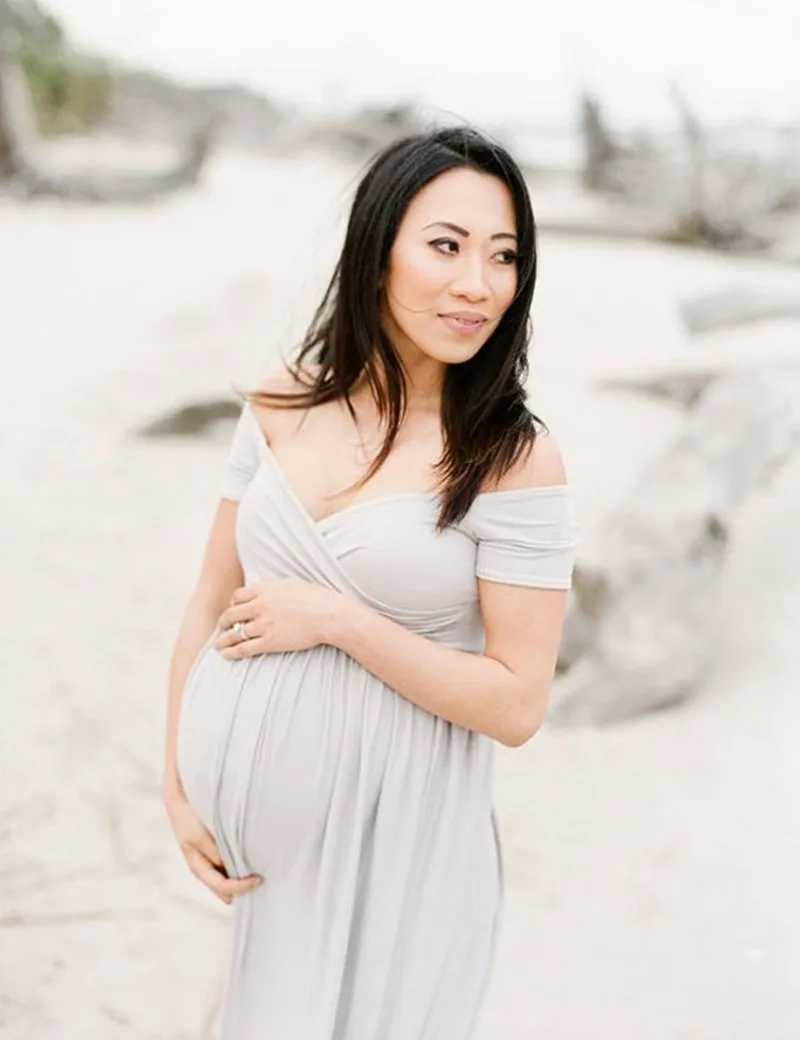 Maternity Photography Dress Plus Size Pregant Gown Hot Shoulderless Short Sleeve Stretch Vestidos Chiffon Maxi XL83 | Мать и ребенок