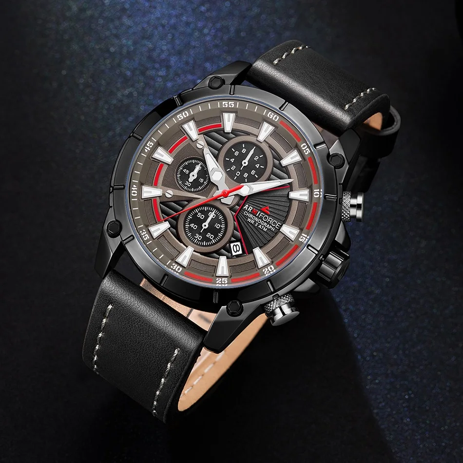 Reloj Hombre ARMIFORCE мужские часы Топ бренд класса люкс Relogio Masculino военные кожаные часы с хронографом кварцевые наручные часы