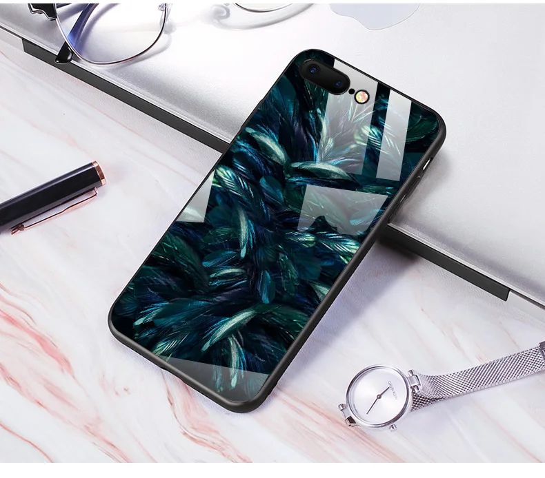 Стеклянный чехол IIOZO для iPhone X XS MAX XR 6 6S 7 8 Plus, чехол для телефона s из закаленного стекла с мраморным цветочным узором, чехол для iPhone XS Max