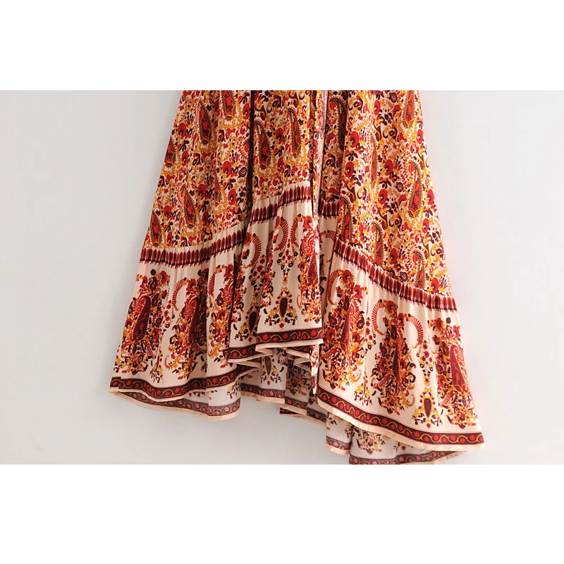

Ethnic Tribe Long Dress Robe Floral Kimono Dress V-Neck Bohemian Boho Chic Mujer Sashes Long Maxi Hippie Vestidos Beach Dress