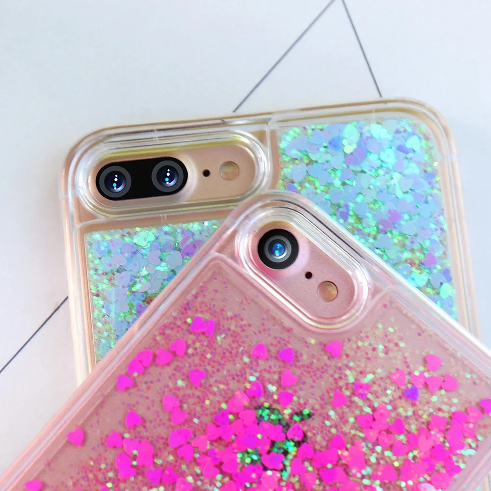 Sexy Kisscase Роскошный Блеск сердца зыбучие пески Защитная крышка для iPhone 7 6 S 8 Plus 5 5C
