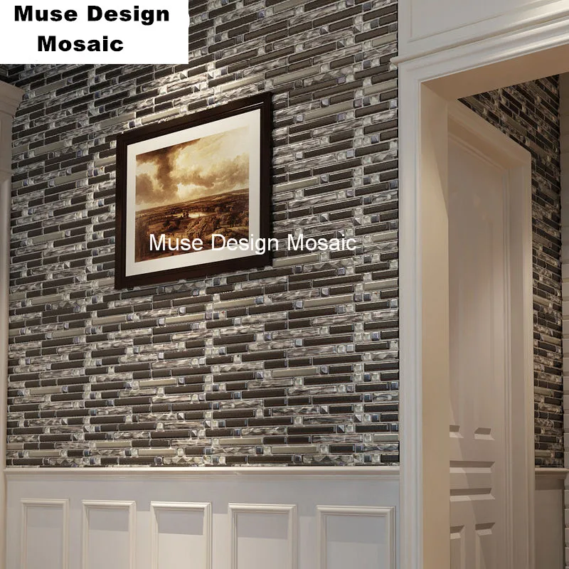 Соединяющаяся Черная Стеклянная Смешанная серая зеркальная мозаичная плитка