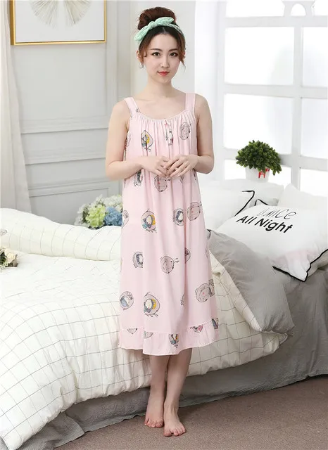 Style 12 Большие женские хлопковые тонкие ночные рубашки, Женская длинная одежда для сна, летние свободные пижамы без рукавов для девочек, ночные рубашки - Цвет: Style 12