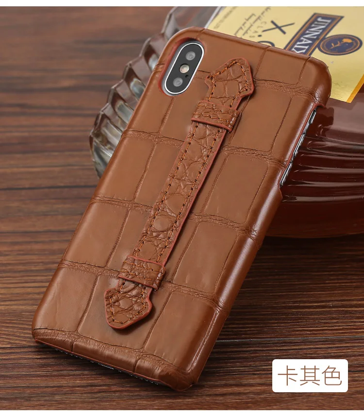 Роскошные чехол для телефона для Apple iPhone X XS Max XR 6 S 7 8 плюс натуральный Крокодил живота с ремешком Кронштейн Корпус