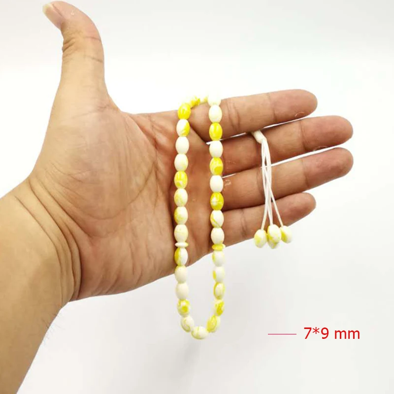 Мужской браслет с ароматом Tasbih желтый искусственным из смолы цветными желтыми