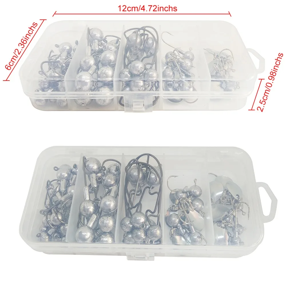 INFOF 45-pieces Jig Head рыболовный крючок комплект Jighead Неокрашенный 1,5 г-10 г свинцовые Крючки рыболовные крючки крючок под червя для ловли карпа