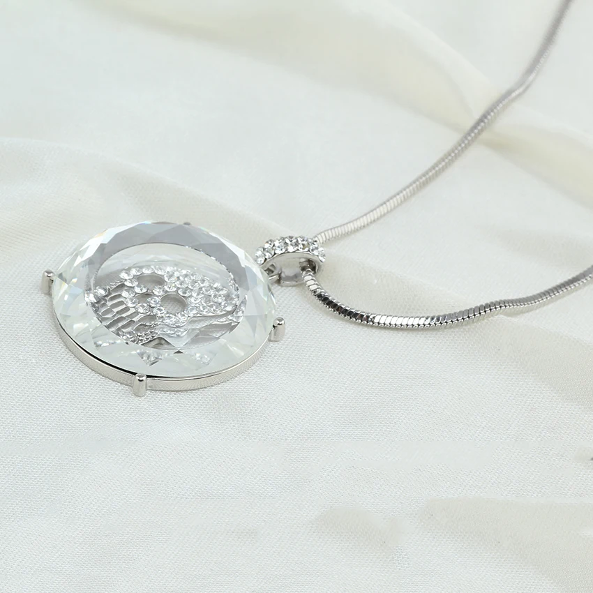 Ожерелье с подвеской кристаллом из австрийских страз золотого цвета новые